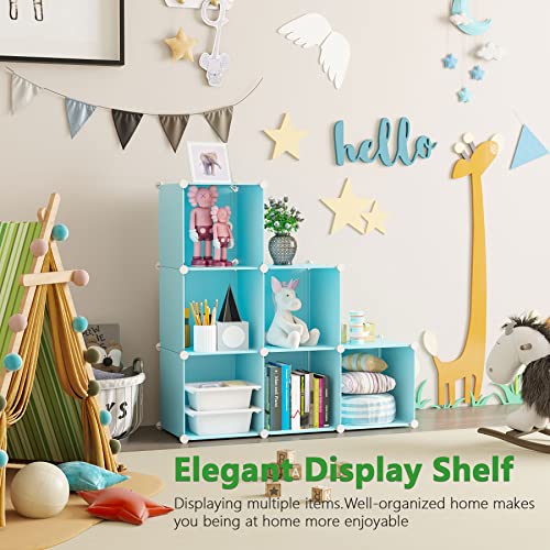 C&AHOME 6-Cube Storage Organizer Cube Shelf Closet Storage Bookcase, Blue | Stackable Cubby Storage, Bookshelf, Portable Plastic Storage Closet Organizer, DIY Modular Shelving Units for Home, Wardrobe - color: Blue