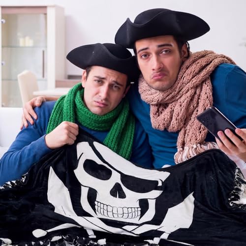 Chumia 2 Pcs/1 Set Pirate Tie Blankets Craft Kit 57 x 57 Inch Jolly Roger DIY No Sew Fleece Blanket Skull No Sew Fabric Grunge Skeleton Tie Knot Throw Craft Gift for Pirate Themed Birthday Party Favor - style: Skull