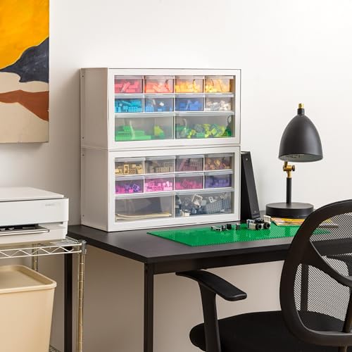 IRIS USA 10-Drawer Organizer, 2 Pack, Makeup Tool Craft Storage, White | Wall mountable, Stackable Teacher Toolbox, Beads, Building Bricks, Water Packets, Screws, Hardware - color: White, size: 10 Drawer - 2 Pack