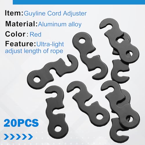 SATINIOR 20 Pieces Guyline Tensioner Aluminum Alloy Tent Cord Paracord Tensioner Guy Line Rope Adjusters Cord Tighteners for Outdoor Tent Camping Hiking Accessories - color: Black