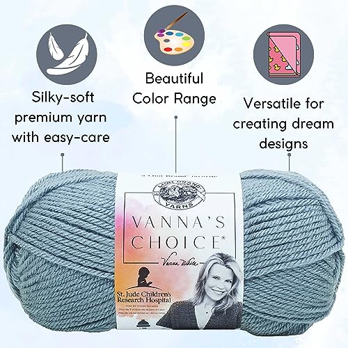 Lion Brand Yarn Vanna'S Choice 860-108 Dusty Blue | 3 Skeins, Same Dye Lot, Project Bag, CYC #4 Worsted, 100% Acrylic, Ideal for Crochet, Knitting Blankets, Hats, Scarves - color: 860-108-Dusty-Blue