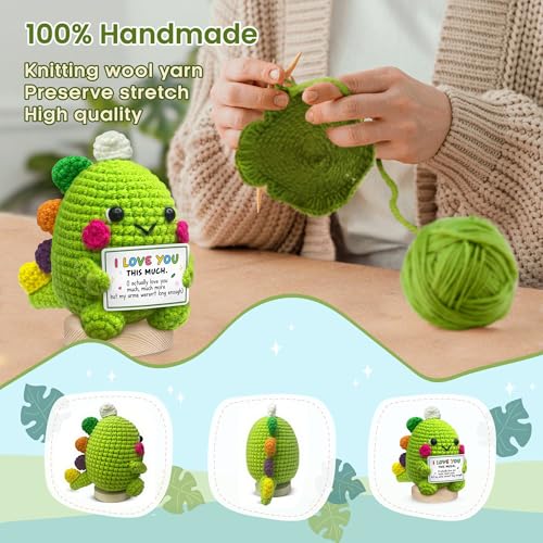 Gossby Gift for Boyfriend Girlfriend Husband Wife - I Love You This Much Dino Crochet - Anniversary, Valentines, Christmas, Birthday Couple Gift for Him Her - Romantic Idea for Women Men - color: I Love You This Much