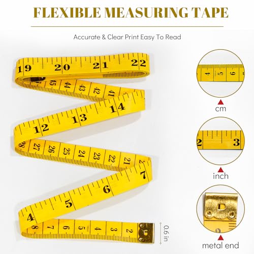 Tape Measure Soft Seamstress Cloth Tailor Body Measuring Tape for Sewing | Fabric Body Measuring Tape Yellow Tape Measure Seamstress Tape Measurement 60-inch Craft Vinyl Tailor Ruler for Weight Loss