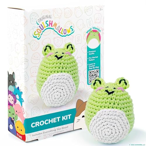 Original Squishmallows Wendy The Frog Crochet Kit, Includes Yarn, Crochet Hook, Starter Hooks, Step-by-Step Tutorials, Exclusive Crochet Kit, DIY Craft, Crochet Kits, Great Teen Gifts - color: Squishmallows Wendy