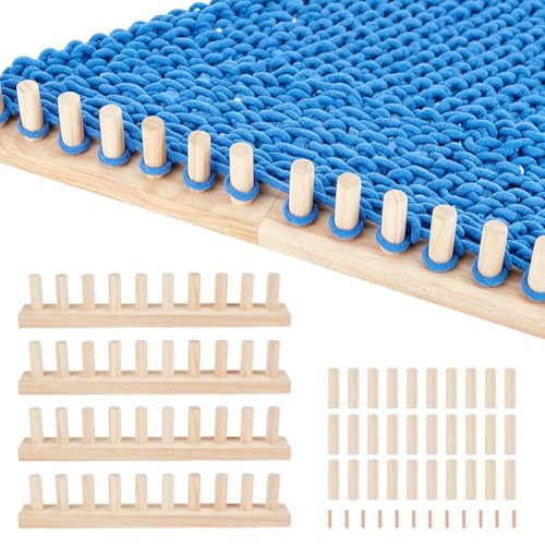 PH PandaHall Chunky Blanket Loom Knitting Kit, 63" DIY Wooden Weaving Blanket Maker Adjustable Size Hand Knitting Kit Yarn Crochet Loom Frame for DIY Hand Yarn Crafts Beginner