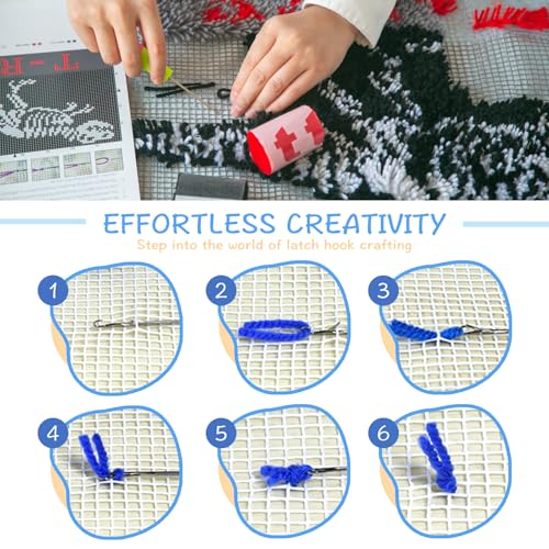MIAOLLUN Latch Hook Kit Rug, Latch Hook Kits Cat with Pre-Printed Pattern for Adults and Kids 52X38cm/20.4 Inch X15 Inch - color: Flower Cat