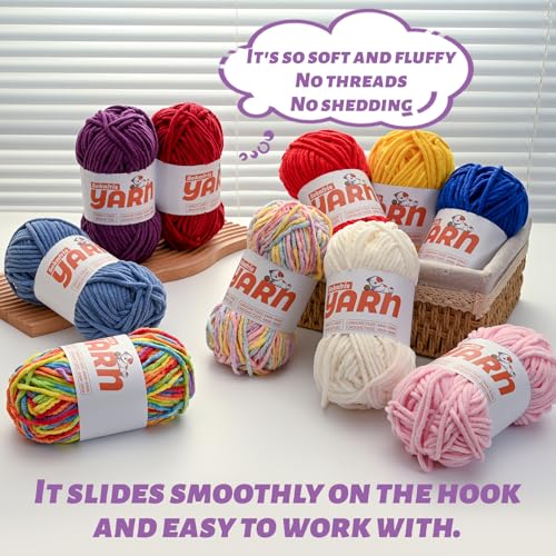 3 Pack Burgundy Chunky Chenille Yarn for Crocheting, Baby Yarn for Crocheting Soft Blanket/Amigurumi, 300g (262yds) Super Bulky Fluffy Velvet Knitting/Crochet Yarn - color: 3 Burgundy