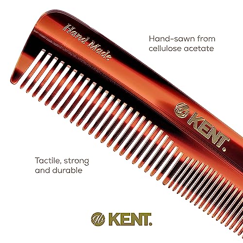 Kent R7T Fine and Wide Tooth Hair Comb, Handmade Pocket Comb for Men, Beard and Mustache Combs for Everyday Grooming and Styling, Sawcut Kent Combs, Made in England - color: Tortoiseshell, size: 1 Pack
