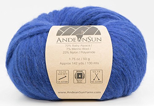 (Set of 3) Baby Alpaca Merino Wool Yarn [426 Yards Total] Lapis Lazuli Blue, #4 Worsted - color: Lapis Lazuli Blue