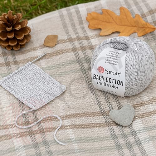 YarnArt Baby Cotton Multicolor Yarn – 50% Cotton 50% Acrylic – 50g (1.76oz), 165m (180yds) – Soft Lightweight Yarn for Knitting, Crochet, Amigurumi, Baby Clothes & Summer Projects (5202) - color: 5202