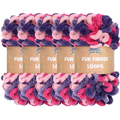 JubileeYarn Fun Finger Loops Yarn - 100g/Skein Jumbo Polyester - Diony - 5 Skeins - color: 120 Diony