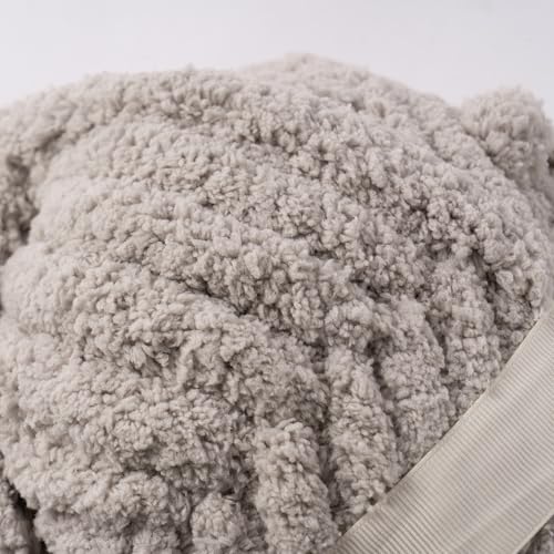 Light Grey Jumbo Chunky Chenille Yarn for Crocheting, Thick Plush Yarn for Hand Knitting Blankets, Super Soft Bulky Yarn for DIY Projects, 2 Jumbo Pack - color: light grey