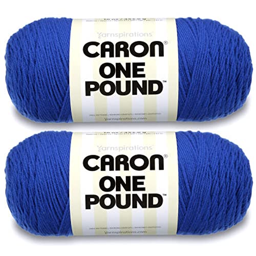 Caron One Pound Soft Yarn for Crocheting & Knitting, Royalty, 2-Pack | #4 Worsted Medium, Soft 100% Acrylic Yarn for Crochet, Knitting, Blankets and Crafts, 812yds, 453.6g/16oz per skein - color: Royalty, size: 2 Pack