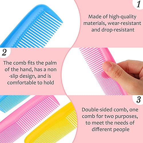 Leinuosen 12 Pieces Pocket Hair Combs, Fine Tooth Combs, Multicolored | Plastic Hair Care for Men Women, Portable Travel Size, for Barber Salon Hair Dressing Use, Not Breakable, Peines Para Cabello - color: Pink, Yellow, Blue