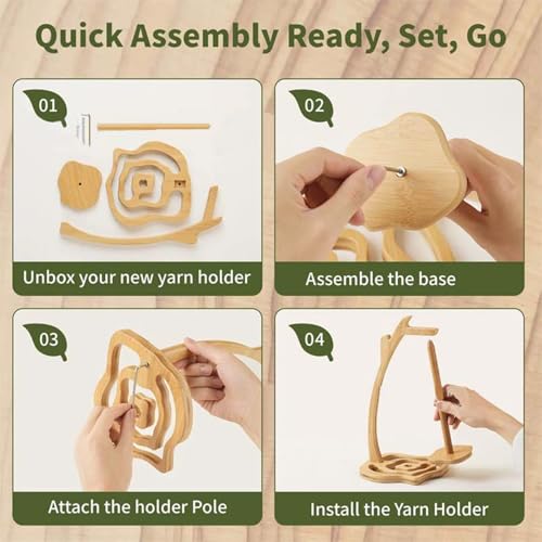 RoseFlower Yarn Holder Stand, Natural Wooden Yarn Ball Holder Spindles Twirling Yarn Holder for Crocheting, Protable Yarn Storage, Gift for Women Older, Knitter & Crochet Supplies - color: C11