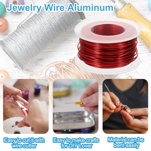 PATIKIL 18 Gauge 1mm Aluminum Craft Wire, 98.4Ft Metal Wire Armature Bendable Wire for Jewelry Making Metal Wrap DIY, Red - color: Red, size: 1 mm x 30 m