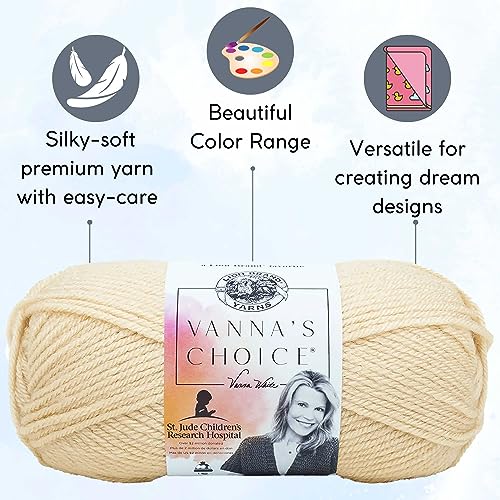 Lion Brand Yarn Vanna'S Choice 860-123 Beige | 3 Skeins, Same Dye Lot, Project Bag, CYC #4 Worsted, 100% Acrylic, Ideal for Crochet, Knitting Blankets, Hats, Scarves - color: 860-123-Beige