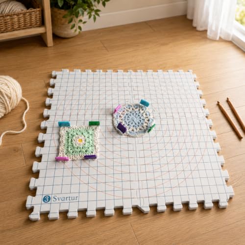 Svartur Blocking Mats for Knitting, 4-Pack with Grid and Circle Markings - color: White-4Pack