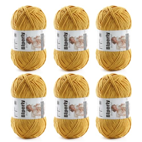Skinny Chenille Yarn for Crocheting and Knitting, 6 Pack of 50g/158yds - 948yd Total, Soft Fluffy Yarn for Crochet Amigurum & Baby Blankets, Thin Chenille #2 Plush Crochet Yarn (6, Turmeric) - color: Turmeric