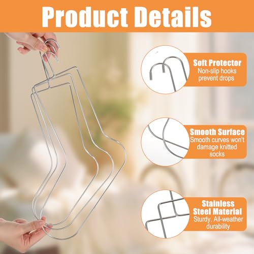 Afcabakila 3 Pairs Stainless Steel Sock Blockers Knitting for Adults in Small Medium Large for Knitting Crochet Socks Drying Hanger for Shaping and Displaying
