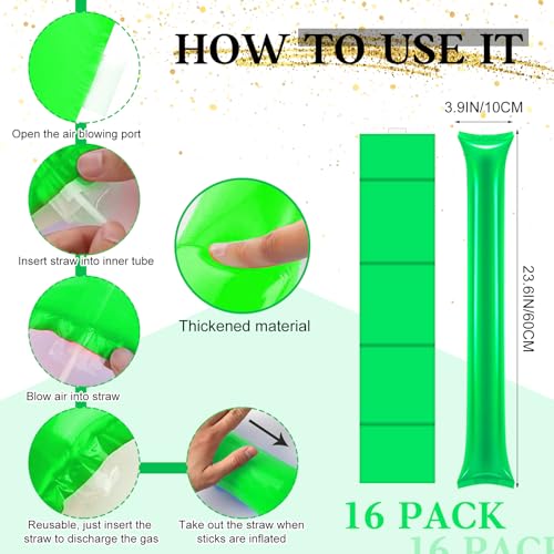 40 Pcs Green Hand Clappers and green Thunder Sticks Pom Poms cheerleading Noise Makers for Sporting Events Football Games School Team Spirit Items Party Favors Dance - style: green