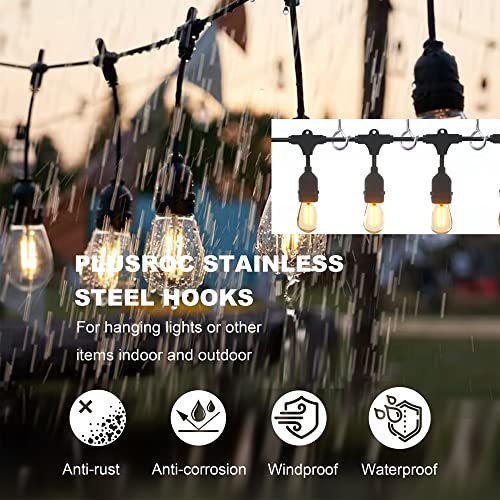 PlusRoc 20 Pack Screw Hooks for Hanging Outdoor Lights(Stainless Steel) | Christmas Seasonal Lighting, Heavy Duty 2.2 Inch Eye Hook Cup Ceiling Hook Q-Hanger for Patio, Wall Wood Ceiling Deck Mount - color: Stainless Steel Silver