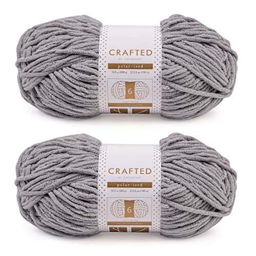 Crafted By Catherine Blanket Solid Yarn - 2 Pack (213 Yards Each Skein), Grey, Gauge 6 Super Bulky - color: Grey, size: 10.5 oz/ 2 Pack