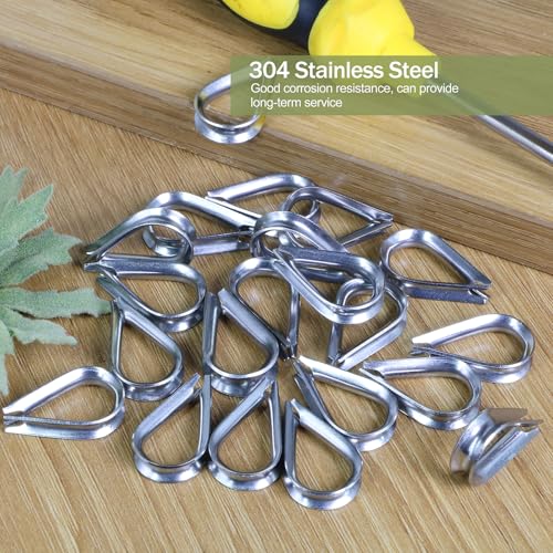 M4 Wire Rope Thimble, 304 Stainless Steel Thimble for 1/8-5/32 Inch Diameter Wire Rope, 12 Pieces - size: M4