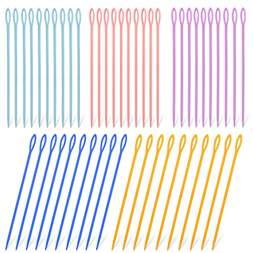 Lunarm Plastic Needles 50pcs Yarn Needles Plastic Large Eye 5.91inch/15cm | Embroidery Sewing Needles Easy Thread, Fine Motor Skills, Yarn Craft DIY Sewing, Handmade Weaving Crocheting Knitting - size: 5.91 inches