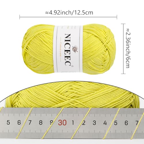 NICEEC 4 Skeins Soft Baby Cotton Yarn- Bright Yellow | 4 Ply, DIY Craft, Fingering Weight, Blanket Yarn for Crochet & Knitting, Total 700yds/7.05oz - color: Bright Yellow