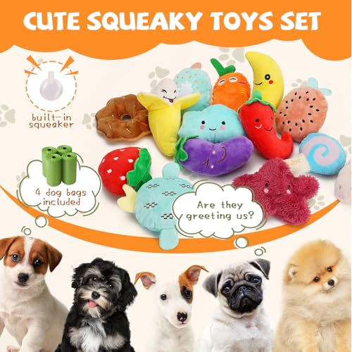 20-Pack Plush Squeaky Dog Toys for Small Dogs | 16 Plush Toys,4 Dog Bags,Built-In Squeakers,Keeps Dogs Busy,Boredom Relief - style: Charming Squeaky Dog Toys