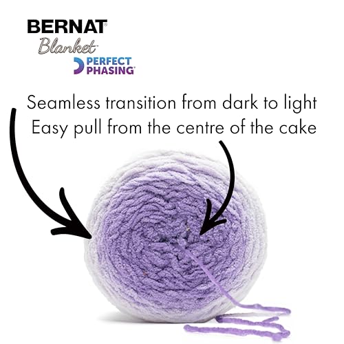Bernat Blanket Perfect Phasing Soft Crochet Yarn, Electric Blue 2-Pack | #6 Super Bulky Yarn, 100% Polyester, Soft Crochet Yarn for Blankets, Knitting & DIY Crafts, 220yds, 300g/10.56oz per skein - color: Electric Blue, style: Blanket Perfect Phasing
