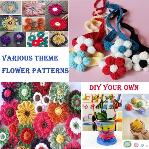 Knewmart Weaving Loom Kit, 8pcs Flower Maker Wool Knitting Ball Maker Weaving Tools Knitting Craft Weaver Loom - with Needle (Flower Maker) - size: Flower Maker