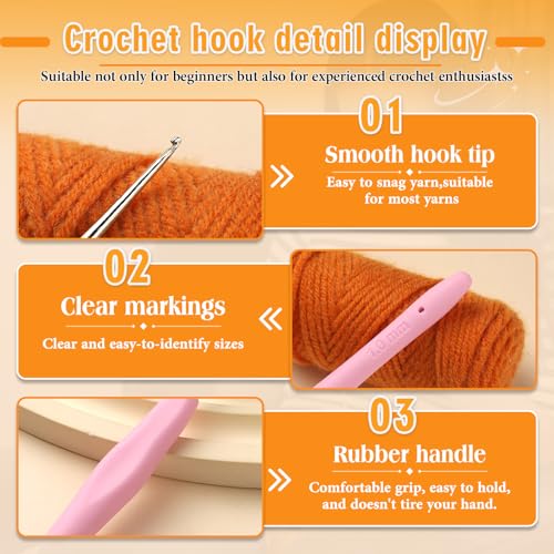 SHWAKK Small Crochet Hook, 1.0 mm Lace Ergonomic Crochet Hook | Tiny Crochet Needles for Arthritic Hands, Knitting Needles with Soft Handle Beginners and Experienced Hobbyists - size: 1.0mm