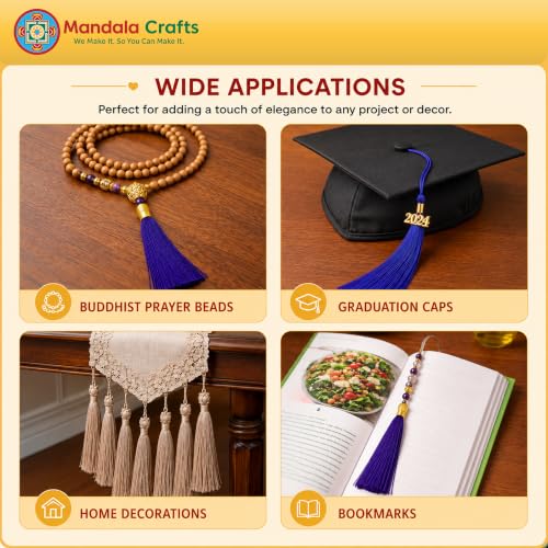 Mandala Crafts 100 Lavender Silky Bookmark Tassels with Loops for Crafts | Machine Washable, Polyester Mini Craft Tassels for Jewelry Making, Graduation Decorations, Keychains, Gift Tags & Ornaments - color: Lavender, size: 5.5 Inches