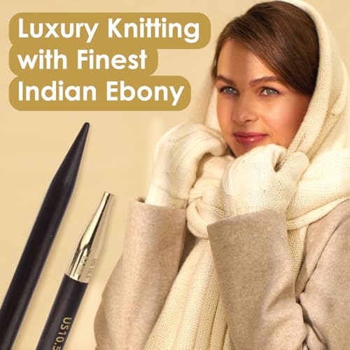 Lantern Moon Ebony Wood Interchangeable Circular Knitting Needles 4" (10cm) | US Size 10.75 (7mm) - size: US 10.75 (7mm)