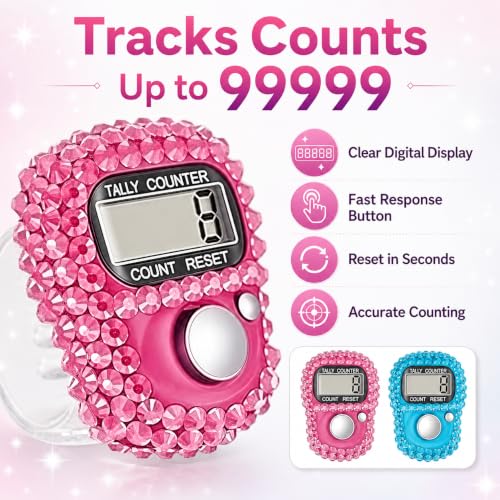 Electronic Tally Counter with Display, Resettable Portable Electronic Finger Counter for Golf, Track and Field, Lap Counting - color: Pink