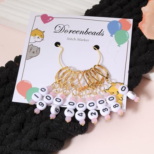 DoreenBeads Stitch Markers for Crocheting and Knitting | Alloy Enamel Crochet Marker Crochet Gifts for Knitting Weaving Sewing Accessories Quilting Jewelry Making - color: 10-90 Numbers Gold