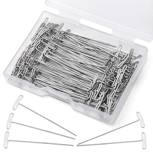 120 Pcs 1.5 Inch T-Pins Wig Pins Sewing T-Pins Straight Pins | Wig T Pins for Foam Head, Straight Pins for Blocking Crochet Sewing, Craft, Quilting, Office, Wall, Wig Making, Crocheting - size: 1.5inch*120pcs