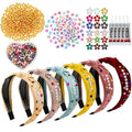 636 Pieces DIY Headband Making Kit Gift Make Your Own Fashion Hair Accessories Set with Alphabet Beads Rhinestone Diamond Pearl for Summer Birthday Party Supplies - style: Shining Style