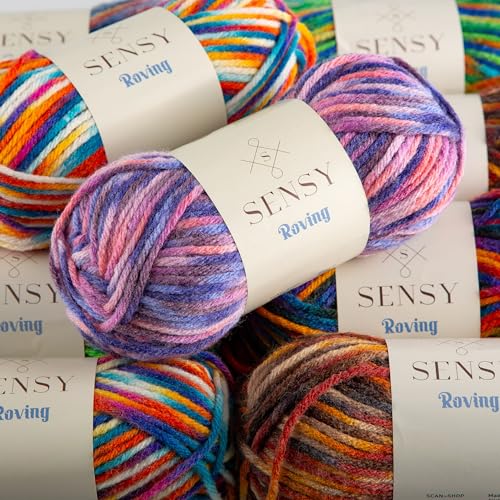 Sensy Roving Multi Color Yarn, 3.5 oz, 132 Yards, Gauge 5 Bulky (Carnaval) - color: Carnaval, size: 1 Skein