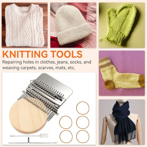 Small Loom Speedweve Type Weave Tool, Small Weaving Loom Mini Mending Convenient Darning Loom for Mending Jeans Socks Clothes Loom Machine Makes Beautiful Stitching DIY Weaving Arts (14 Hooks)
