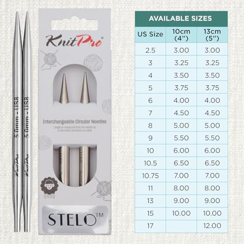 KnitPro Stelo Lace Interchangeable Tips 4" (10cm) | US Size 8 (5mm) - size: US Size 8 (5mm)