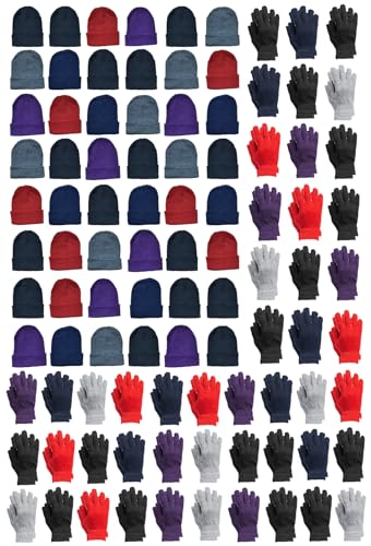Yacht & Smith Winter Beanies & Gloves Wholesale Bulk Cold Weather Unisex Hat & Glove - color: 24 Sets: 24 Hats + 24 Gloves Adult
