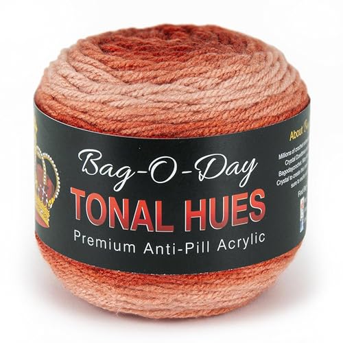 Mary Maxim Bag-O-Day Tonal Hues Ombre Yarn for Crocheting and Knitting, Medium Worsted Weight Anti-Pilling Acrylic Yarn Cake - 280 Yards, 5.3 OZ, Burnin' Through The Sky - color: Burnin' Through The Sky