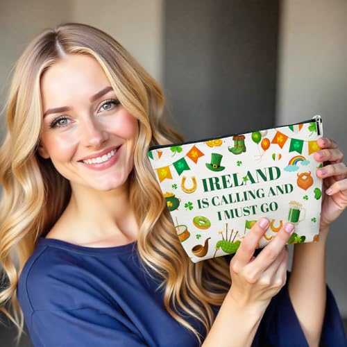 Ireland Gifts Makeup Bag for Women, City Themed Organizer | Ireland is Calling and I Must Go Cosmetic Bag for Traveller Lovers - color: multicolor0204