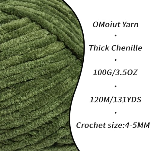 Fluffy Velvet Yarn for Crocheting, Chunky Chenille Baby Blanket Yarn for Crocheting, Soft Fuzzy Puzzle Yarn for Knitting, 100g/3.53oz Bulky Thick Amigurumi Crochet Yarn（Army Green） - color: Army Green