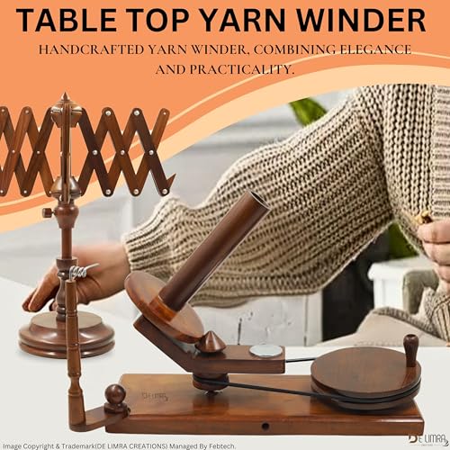 Rosewood Yarn Winder & Swift – Large Handcrafted Wooden Yarn Winder for Crocheting, Knitting, Weaving – Heavy-Duty Natural Wood Ball Winder – Smooth, Tangle-Free, Durable Winder Tool - color: ROSEWOOD COMBO