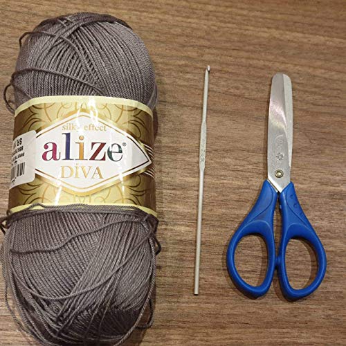 Alize Diva Silk Effect 100% Microfiber Acrylic Yarn 1 Ball skeins 100gr 383yds Color (245-Sochi Blue) - color: 245 - Sochi Blue
