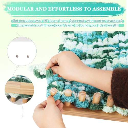 64" Chunky Blanket Loom Wooden Frame – DIY Throw Blankets Chunky Knit Blanket Kit | Adjustable Size Hand Knitting Kit | No Needles Required | Beginner-Friendly Yarn Craft for Home & Stress Relief - size: 64 in